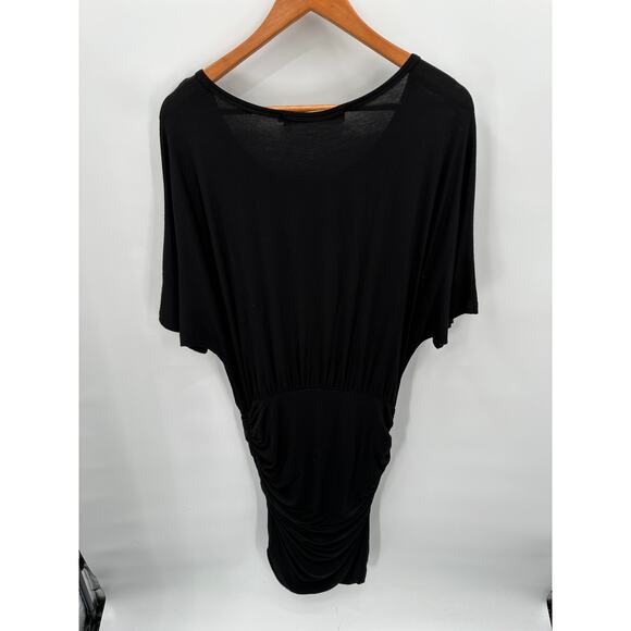 MICHAEL STARS Evereve Black Ruched Skirt Black Off the Shoulder Dress // S - Picture 8 of 9